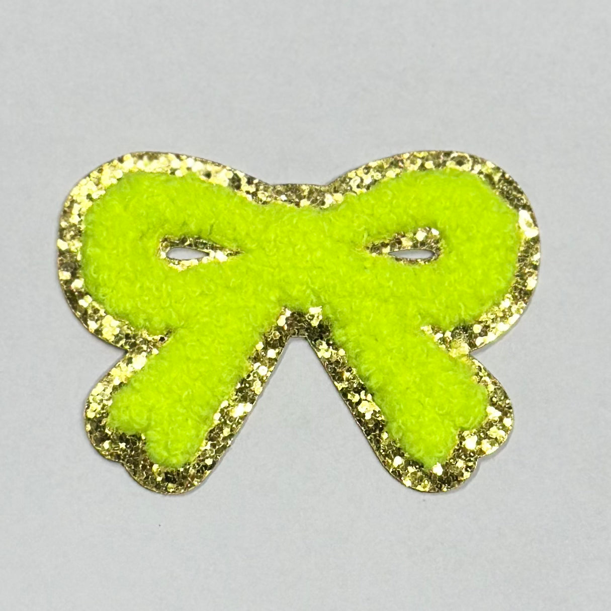 Bow Iron On Patch NEON YELLOW