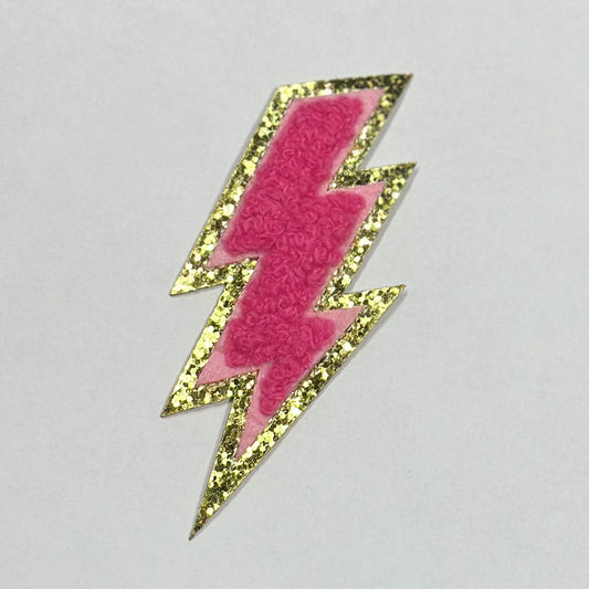 Multi Pink Bolt Iron On Patch