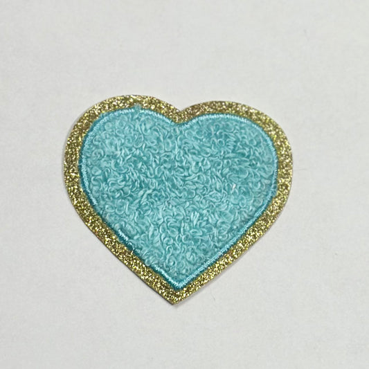 Heart Iron On Patch BLUE