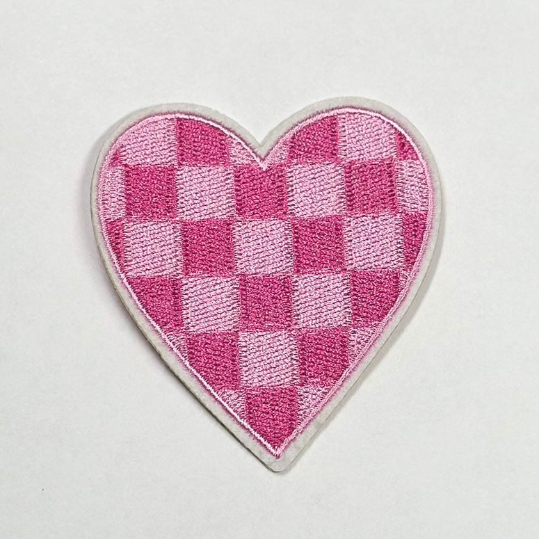 Checkered Heart Iron On Patch