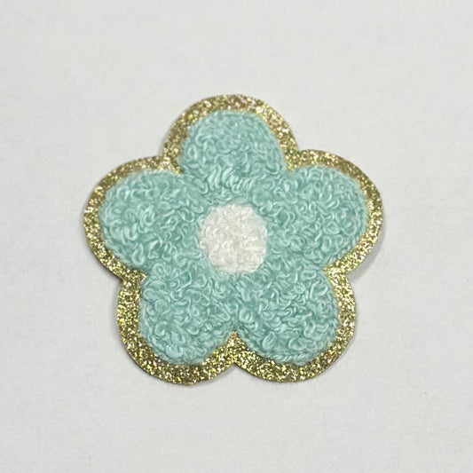 Flower Iron On Patch TEAL