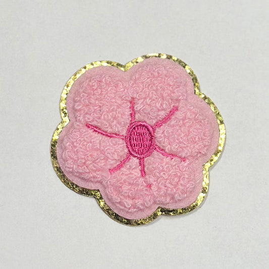 Pink Duo Flower Iron On Patch