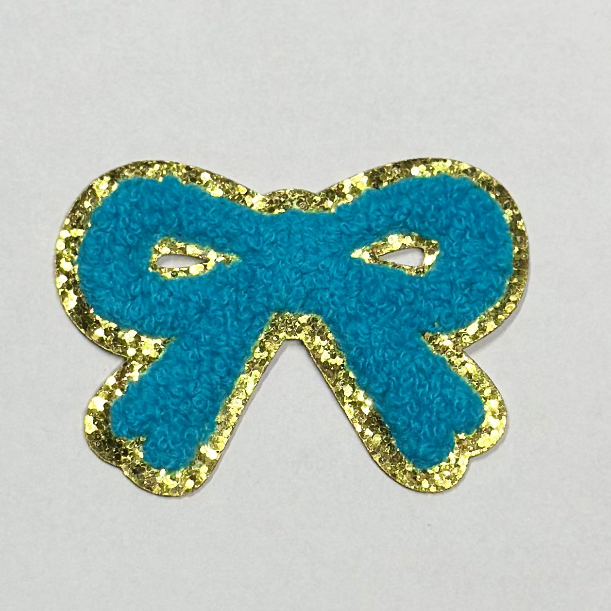 Bow Iron On Patch NEON BLUE