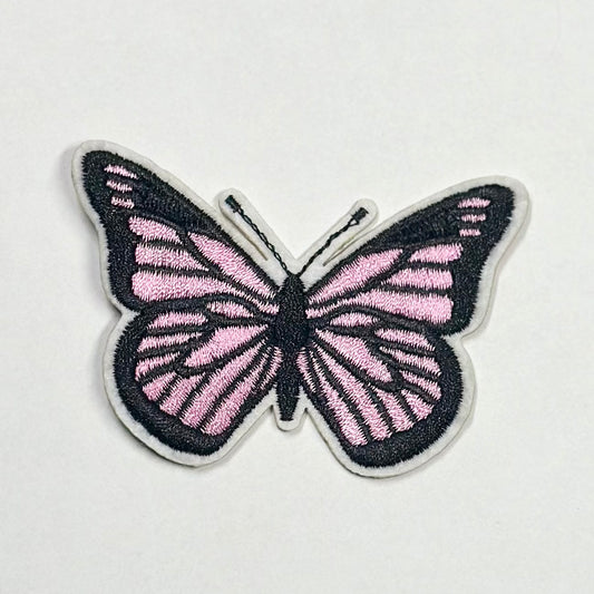 Pink/Black Butterfly Iron On Patch