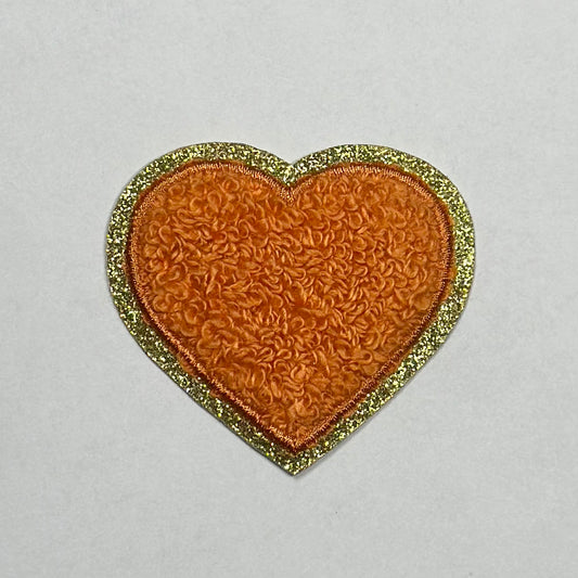 Heart Iron On Patch ORANGE