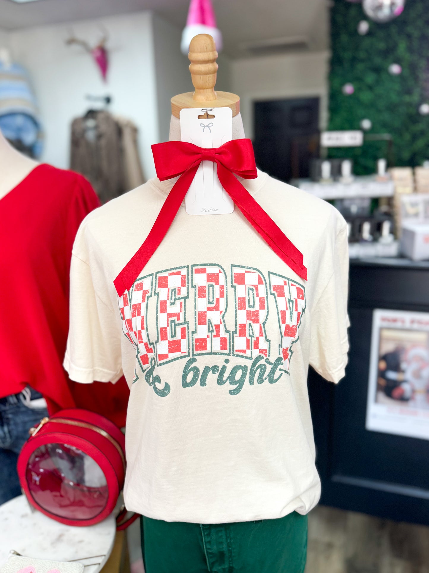 Merry & Bright Checkered Tee