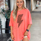 Destroyed Leopard Lightning Bolt Tee CORAL