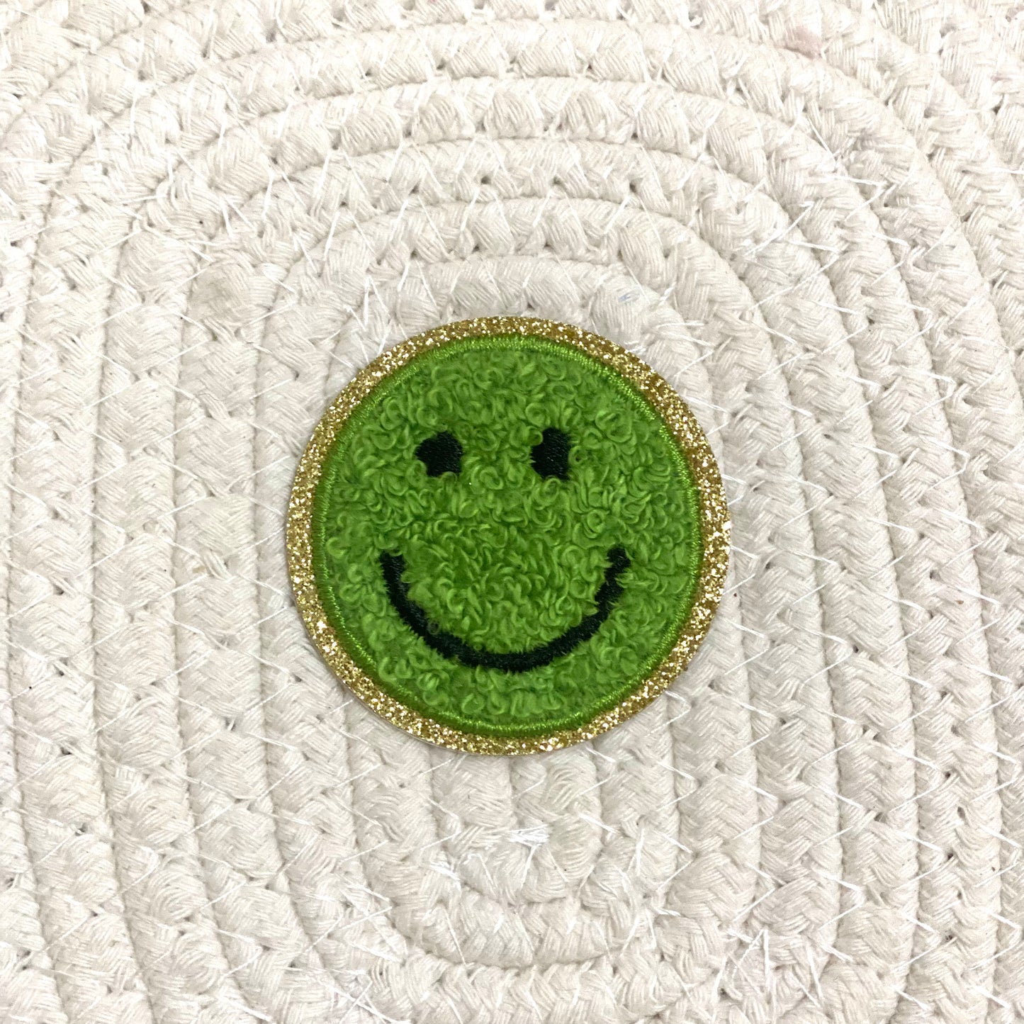 Smiley Iron On Patch GREEN