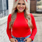 The One Mock Neck Top RED